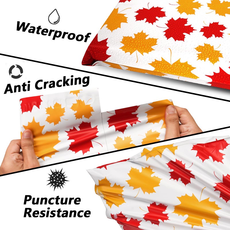 Vapulcio Poly Mailers 10x13 Inch 100 Pcs - Maple Leaf printed Shipping Bags, 2.4mil Thickness, Waterproof and Tear Resistant Mailing Envelopes, Self-Sealing Packaging Bags for Small Business - Image 4